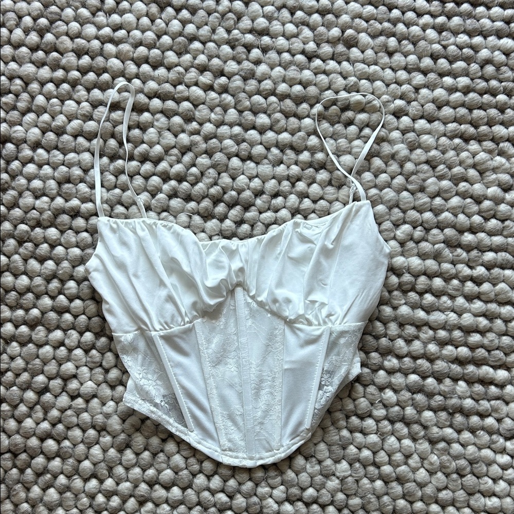 White Corset Top with Spaghetti Straps